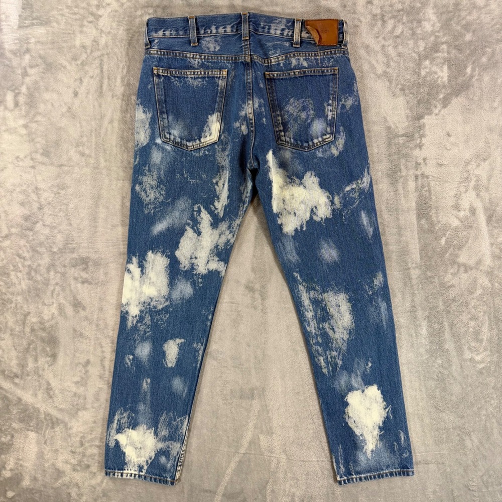 Gucci Studded Skinny Jeans Mens Size 32x29 Blue Acid Wash Made in Italy - Picture 2 of 11